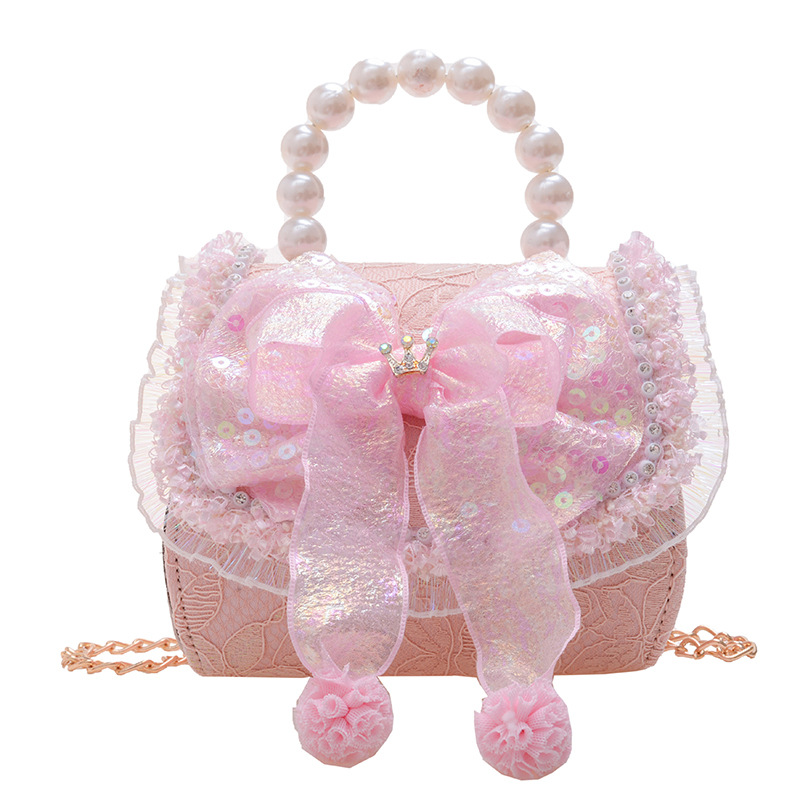 Estilo coreano de los niños bolsa de moda princesa arco bolso de estilo occidental chica estilo Chanel cadena mensajero bolsa de hombro