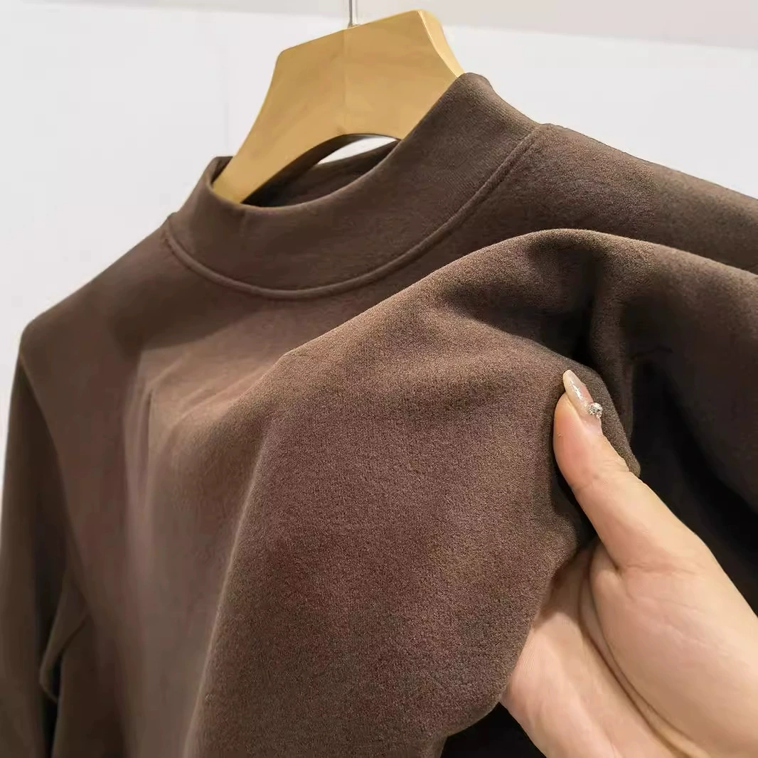 Рубашка Derong с половинным воротником, мужская двусторонняя бархатная футболка с длинными рукавами, тренд зимнее эластическое термобелье