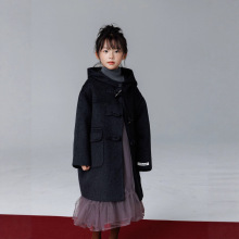 秘密花园连帽秋冬2025新款男女儿童中长款休闲韩版外套羊毛呢大衣