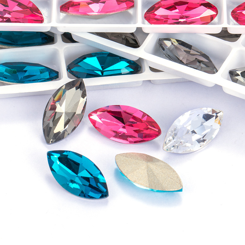 High-grade K9 horse eye drill nail drill diy jewelry pointed bottom shaped crystal drill nail jewelry wholesale K9 horse eye drill