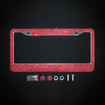 Foreign Trade American Standard Car Woman License plate holder/license plate holder - round-hole-red-acrylic-drill