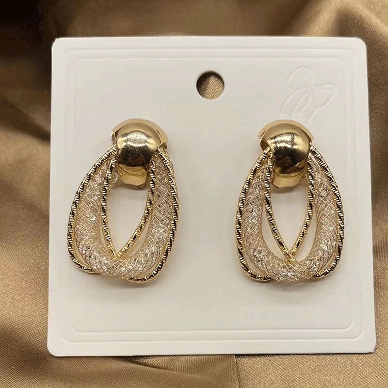 1 Paire Brillant Géométrique Incruster Matériaux Mixtes Strass Boucles D'oreilles Boucles D'oreilles display picture 19