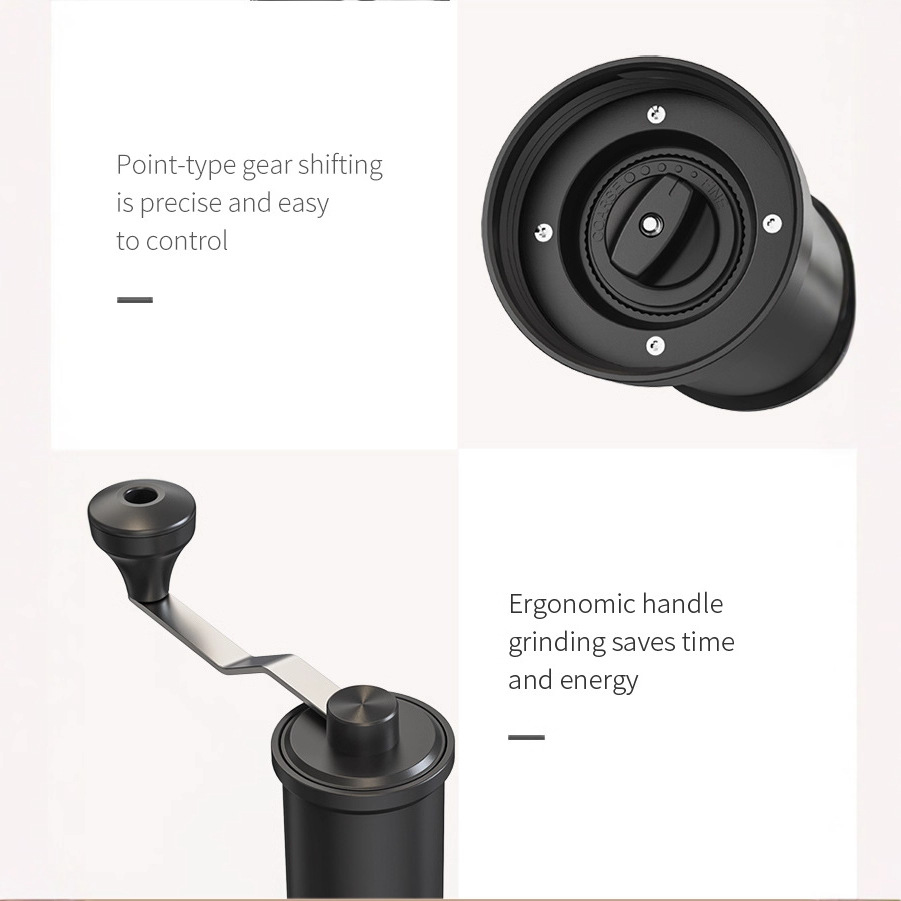 Molinillo de café manual, molinillo de granos de café con manivela, diseño fresco y atractivo.