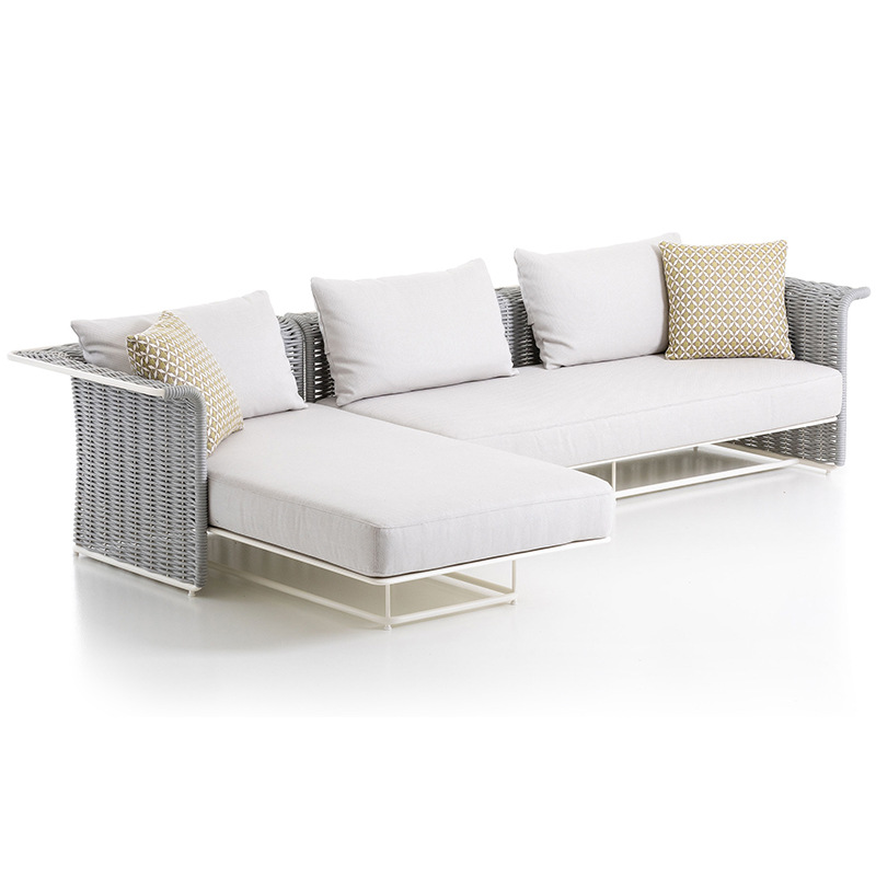Sofá de ratán para exteriores, muebles de patio, juego de mesa de café y sofá de ratán impermeable y resistente al sol para jardín al aire libre de villa