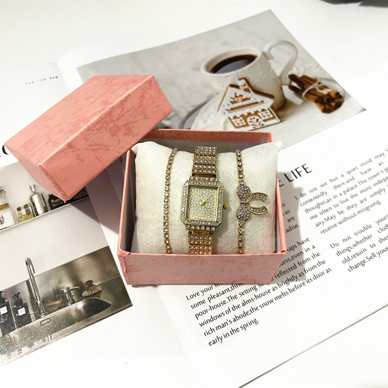 Nei waarm Moud einfach Diamant kleng quadratesch Auer Moud dräideeleg Damen Auer Kaddobox Quarz Auer_voghion.com