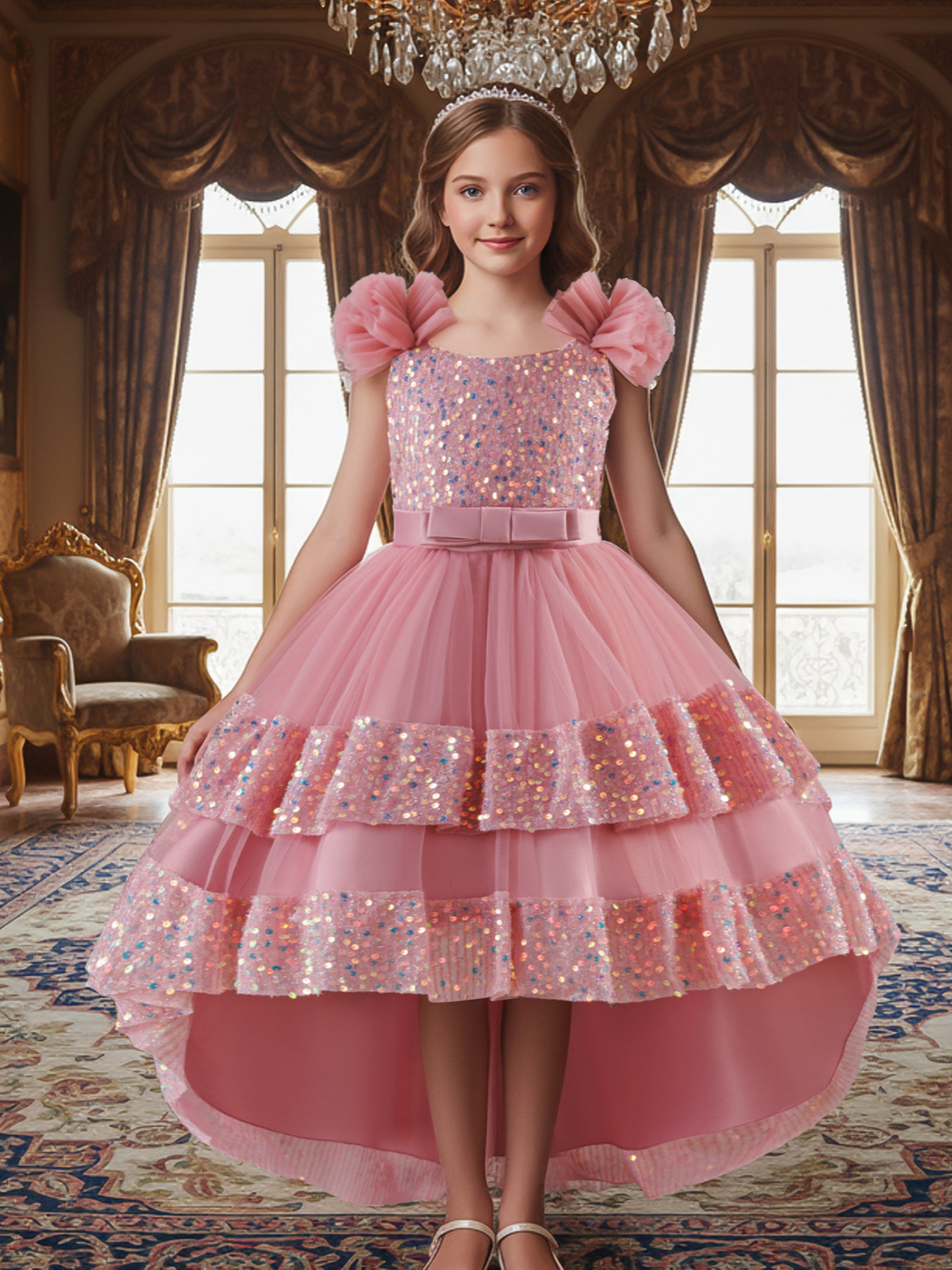 Europa y América vestidos de niñas vestidos de fiesta de Navidad de sequillas vestidos de princesa vestidos de flores de cumpleaños cena de piano