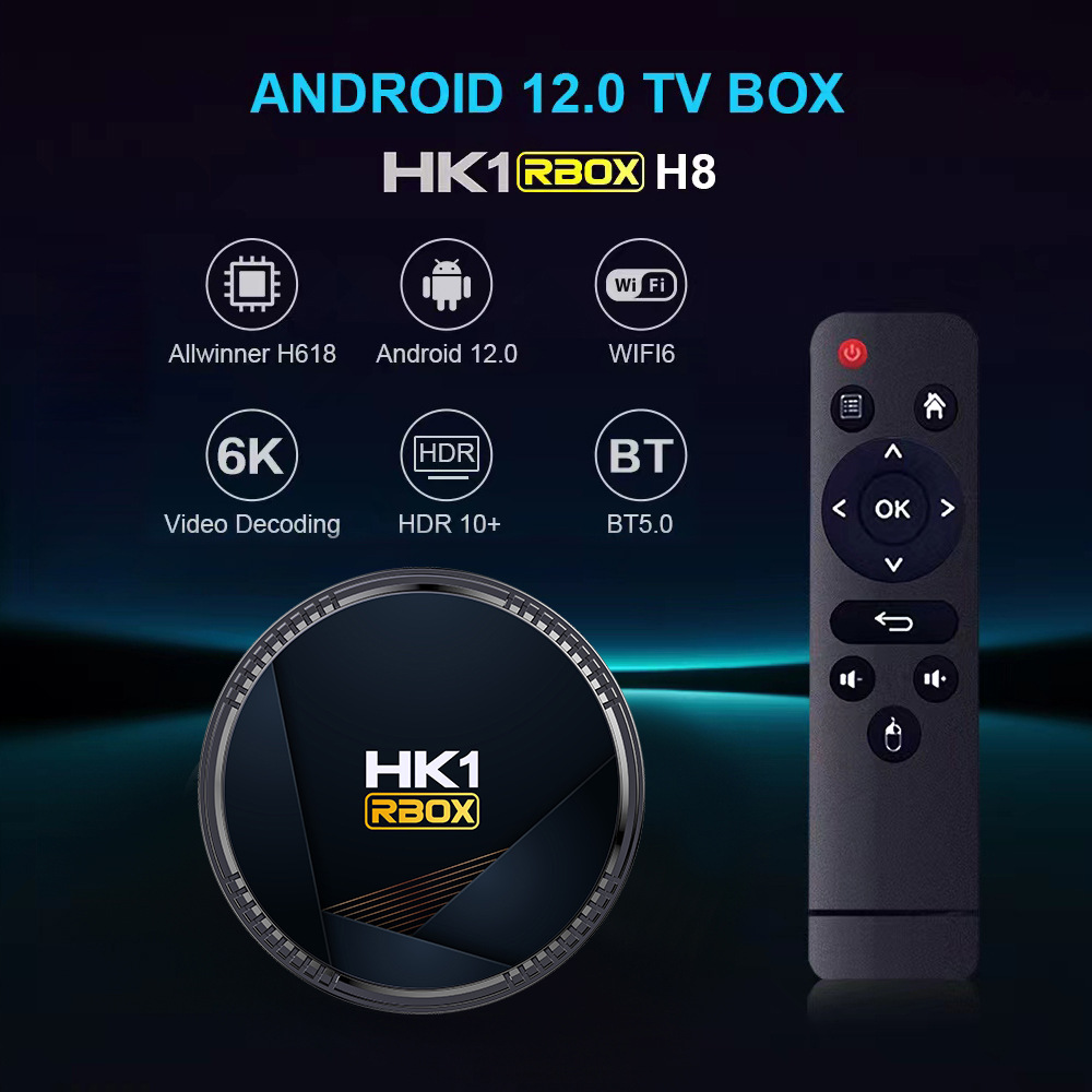 HK1 RBOX H8 Android 12 TV BOX H618 WIFI6 6K BT5.0 Network set top BOX
