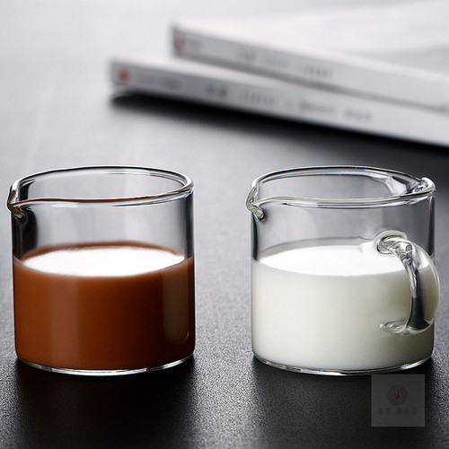 高硼硅玻璃加厚透明双嘴小奶盅迷你浓缩咖啡萃取调奶杯咖啡杯家用