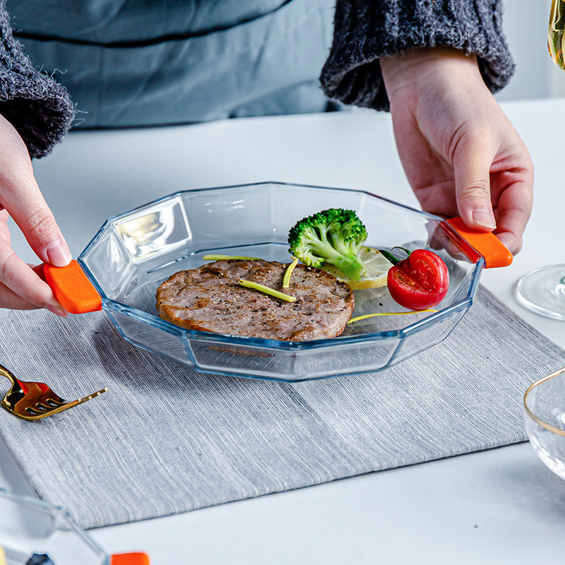 多边形烤盘玻璃盘微波炉烤箱专用器皿家用耐高温多边形一件代发