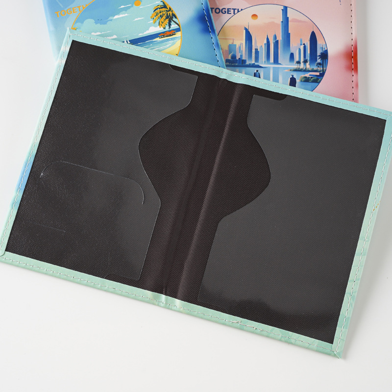 Classic Style Style Square Shape Unisex Classic Style Landscape Pu Leather Passport Holders