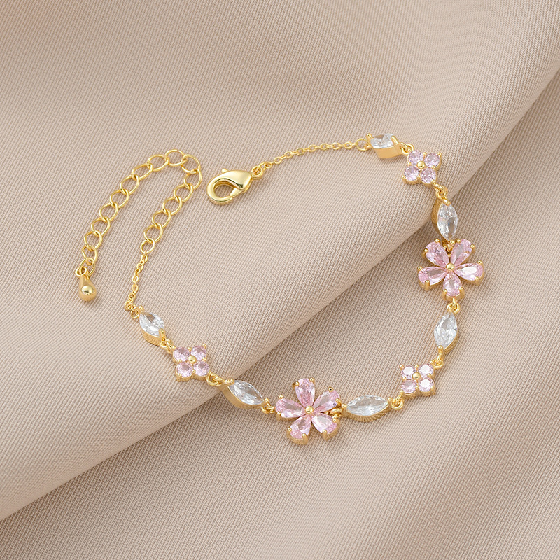 Simple Style Flower Copper Inlay Zircon Bracelets display picture 5