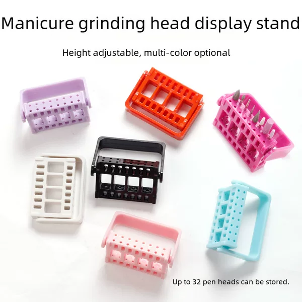 Cross-border Nail Tool Grinding Head Display Rack Multicolor 16-hole Grinding Head Rack Storage Box Grinding Head Jack Table Rack