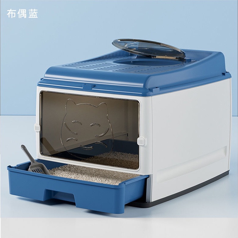Cajón grueso reforzado completamente cerrado gato arena caja de arena a prueba de salpicaduras desodorante gato suministros gato de grasa disponible inodoro