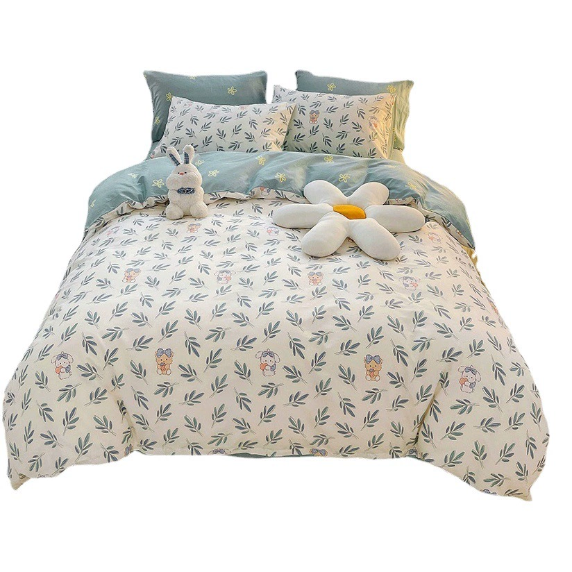 Nordic ins Комплект из четырех предметов из чистого хлопка 100 маленьких свежих пододеяльников Простыня Пододеяльник Постельное белье Шляпа для спальни Комплект из трех предметов