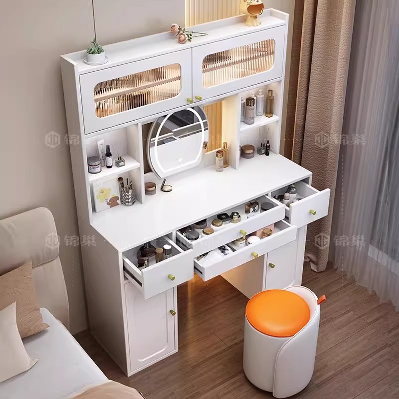 Comodador de dormitorio simple mesa de maquillaje moderna mesa de maquillaje casera francesa mesa de maquillaje cabecera mesa de maquillaje gabinete todo en uno