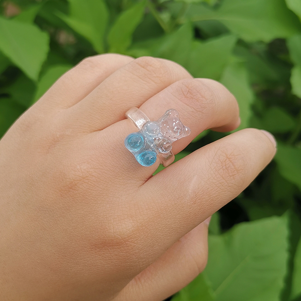 4g Weight Rings Classification 1 Piece Quantity Daily Occasion Acrylic Material Bear Pattern Women's Gender Cute Style Cute Bear Arylic Women's Rings 7