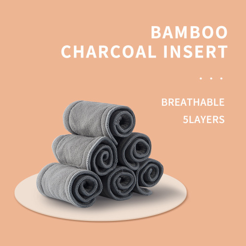 Washable bamboo charcoal diaper pad Cross-border 2+3 bamboo charcoal pressed line washable baby diaper to absorb odor diaper