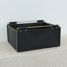 微瑕疵特价清仓金属皮质收纳筐黑色收纳架置物盒子不退不换