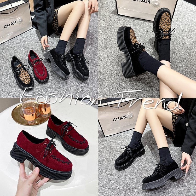 2024秋季新款潮原宿厚底松糕鞋杂志款欧美英伦复古风单鞋女鞋批发