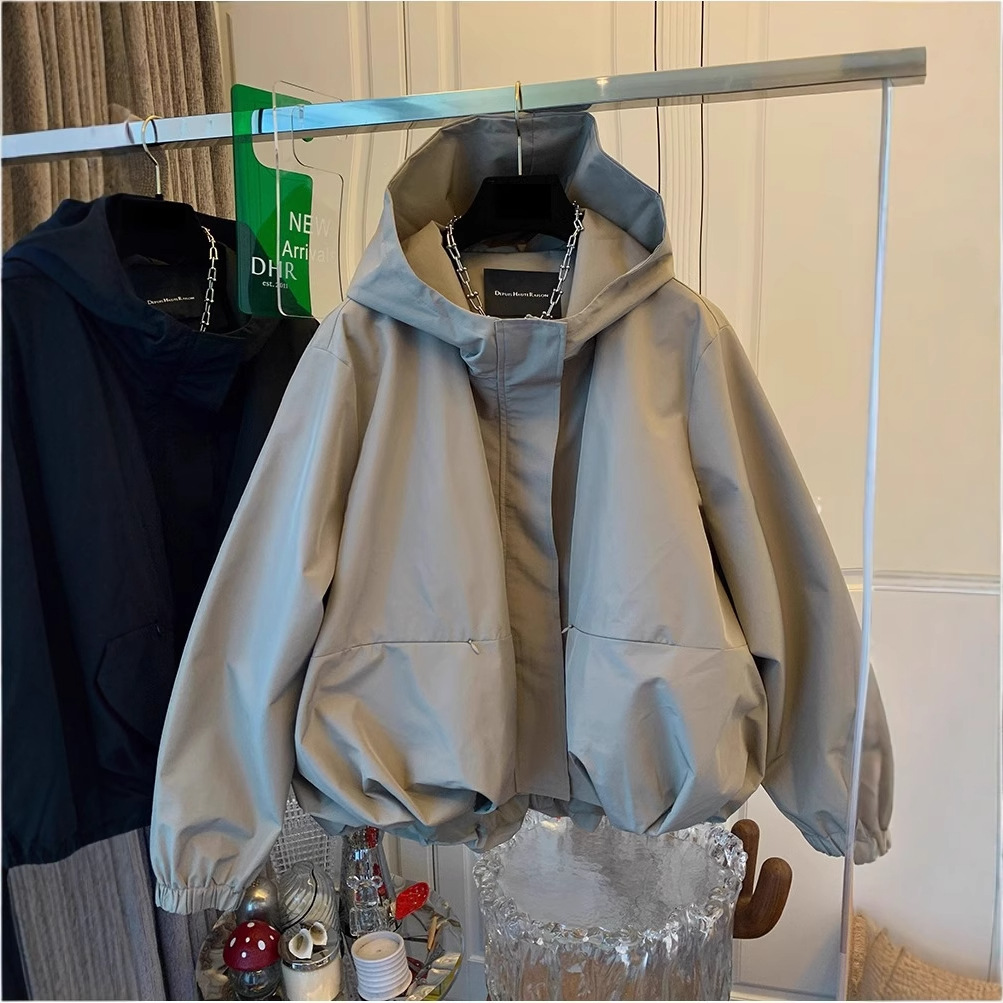 Plus Size High-End Super Nice-Looking Jacket for Women Spring & Fall 2025 New Fat mm European Short Hooded Windbreaker Jacket