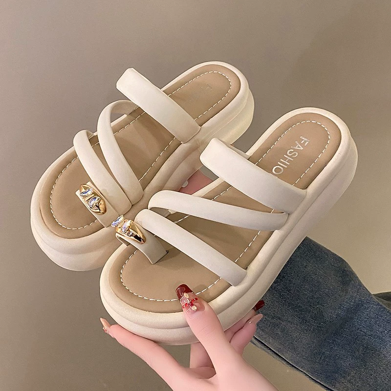 2025 фекалий мягкие кожаные сандалии женские летние тапочки для кексов с носками и юбками
