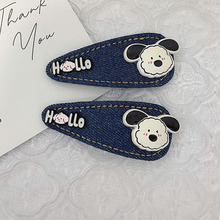 【实拍】韩国自制发夹高品质牛仔布艺蝴蝶结KT甜美刘海夹ins发饰