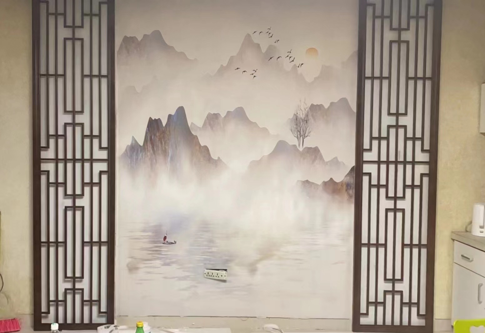 新中式山水背景墙