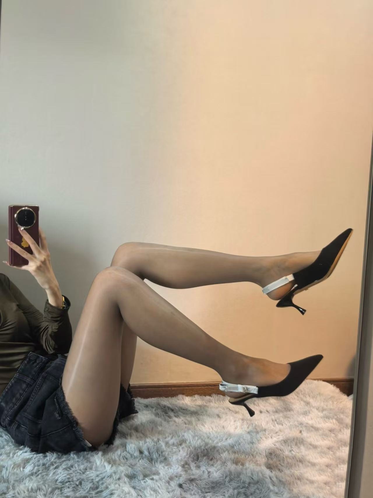 High-End~Cross-Border Top Quality Cat-Heel For Women D New Model Embroidered Knit Backless Closed-Toe Shallow Sandals With Butterfly_vogvips.com
