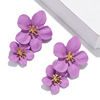 Fashionable double-layer earrings, multicoloured trend spray paint, European style, flowered