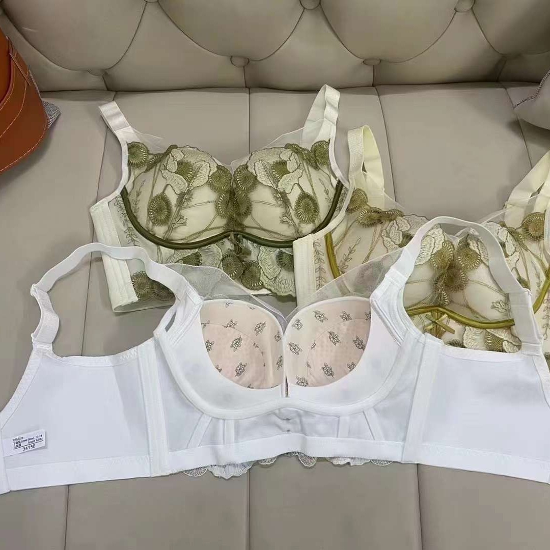 004 # línea de teatro de alta calidad sujetador de moda de encaje jacquard transpirable ajustable confortable cuatro botones de pecho lateral