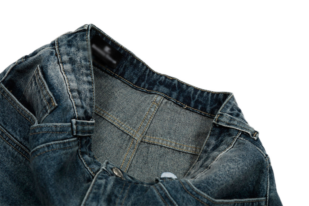 Men's Vintage Washed Denim Jeans Distressed Cat Whisker Rhinestone Embellished Baggy Pants High-Quality Cotton B3072 Blue_mkmklike.com