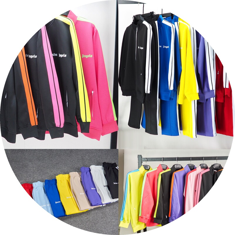 Correct version of the cross-border trendy brand Palm Angels striped webbing casual sports jacket couple's set, foreign trade trendy style