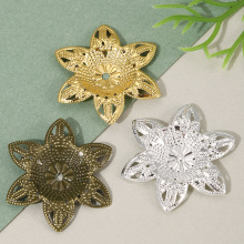 金色30mm六叶尖头铁花片古风新娘头饰diy手工材料饰品配件批发