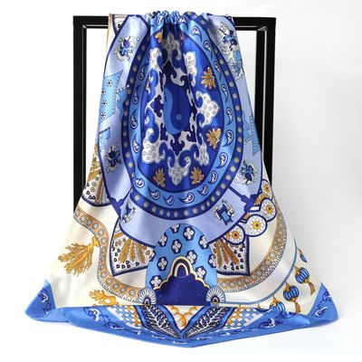 Silk like European style printing 90 Kerchief new pattern fashion Baotou Scarf Bag decorate Silk scarf Occupation Scarf