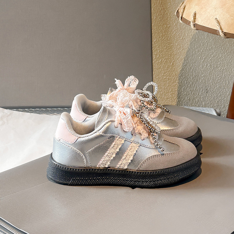 2025 primavera nuevos zapatos para niños zapatos casuales para niñas zapatos de entrenamiento alemán para niños con lazo de encaje de moda coreana