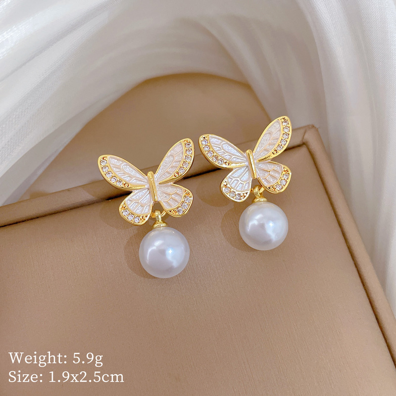 Gorgeous Butterfly Pearl Necklace Set Titanium Steel Clavicle Chain_voghion.com