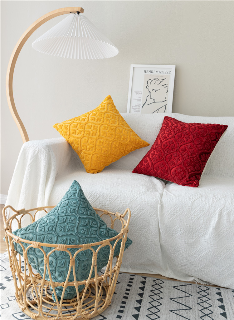 Housse de coussin de chevet brodée en trois dimensions, motif géométrique, motif floral, style européen et américain, décoration pour la maison_voghion.com