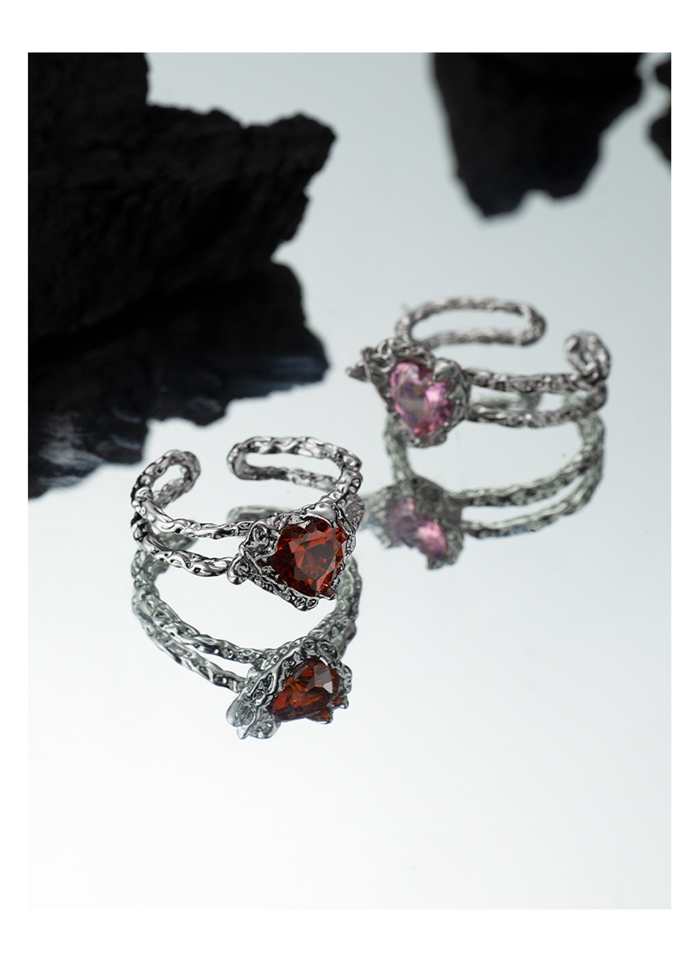 Elegant Heart Shape Copper Plating Zircon Open Ring