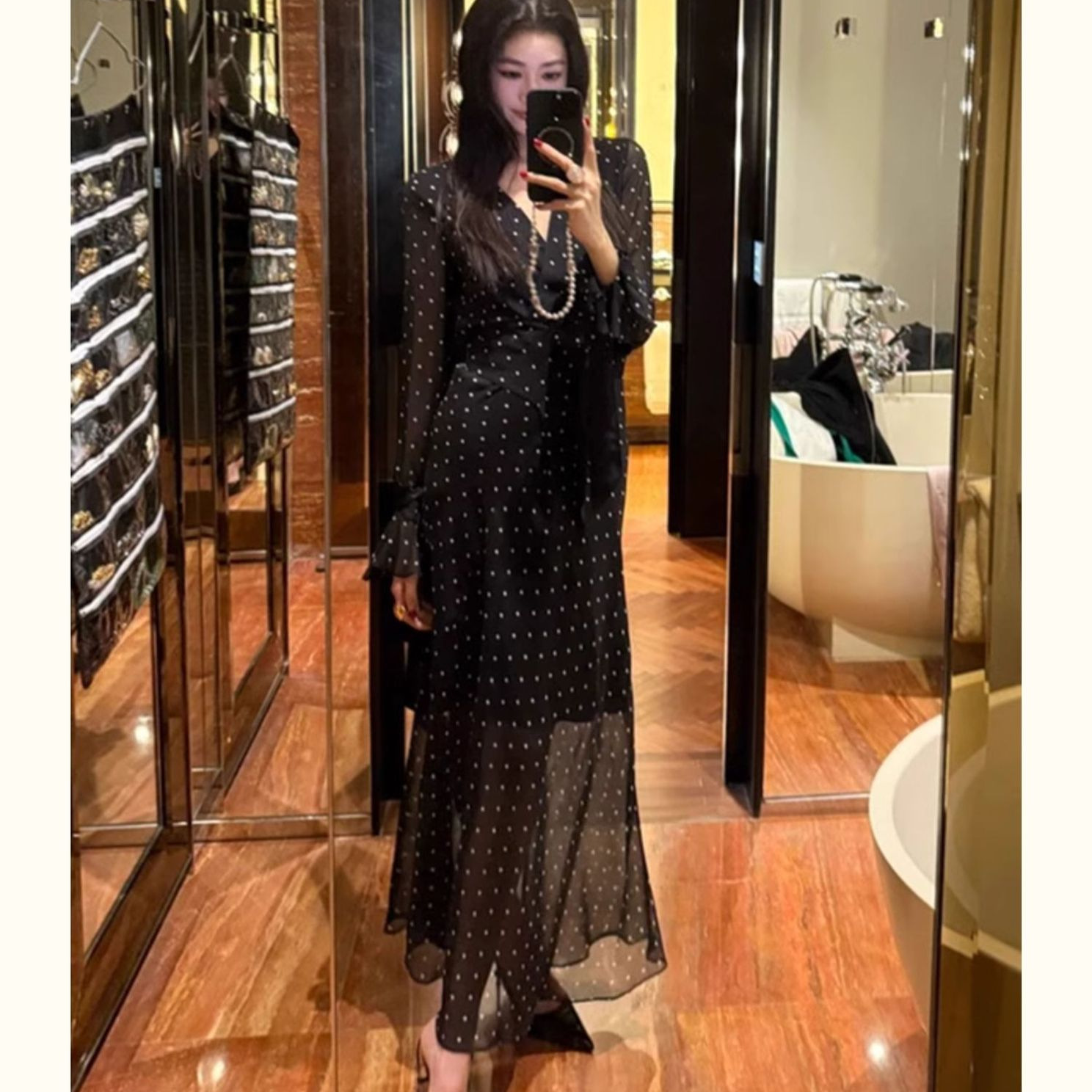 Elegant black silk shiffon dress