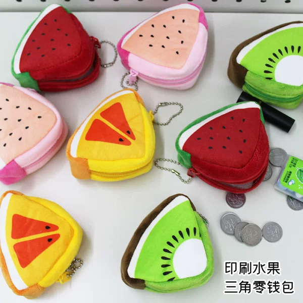 Fruit Triangle Coin Purse Coin Bag Key Bag Pendant Kidsren's Holiday Gift Plush Cartoon Zipper Bag