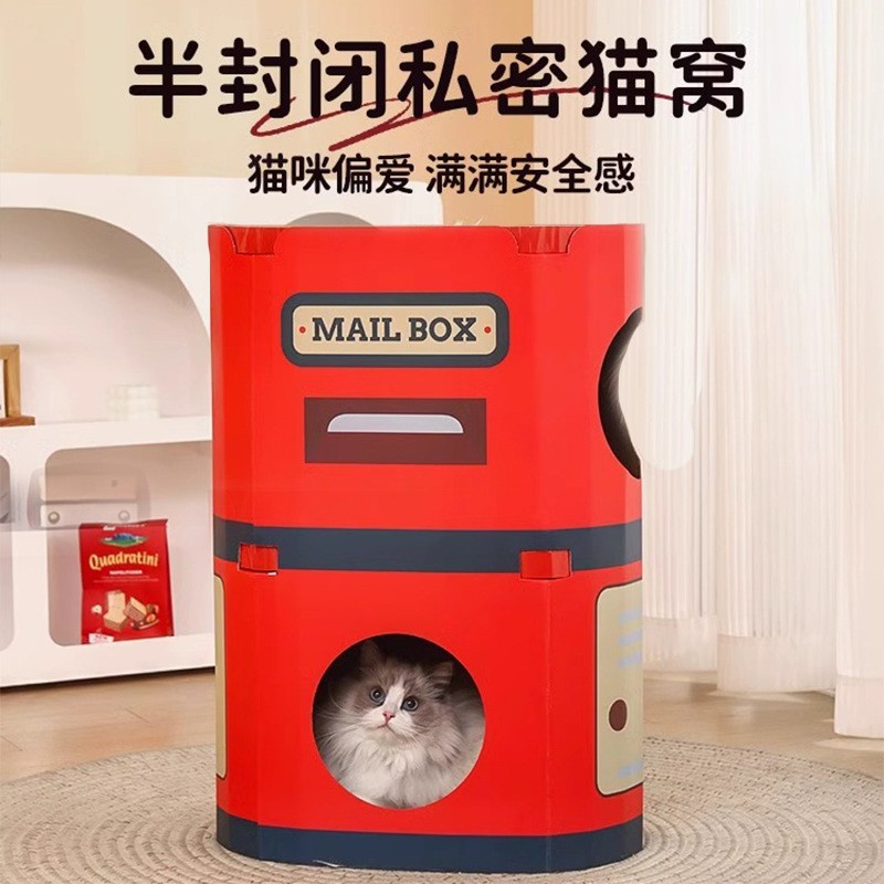 Cajada para gatos, tablero para raspar para gatos, tablero de garra de gato integrado, resistente al desgaste, sin astillas, adhesivo de pared vertical, cartón, papel corrugado, casa para gatos, garra de molienda para casa