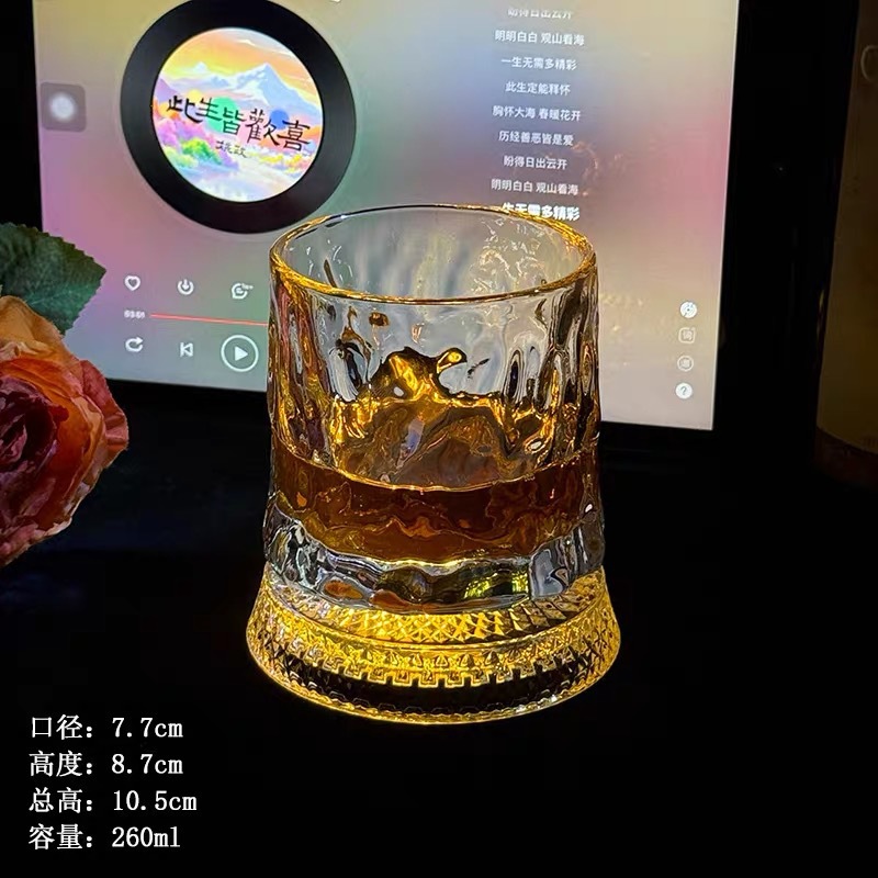 Creativo lujoso giratorio taza de whisky taza de vidrio de cristal casero taza de Mairen