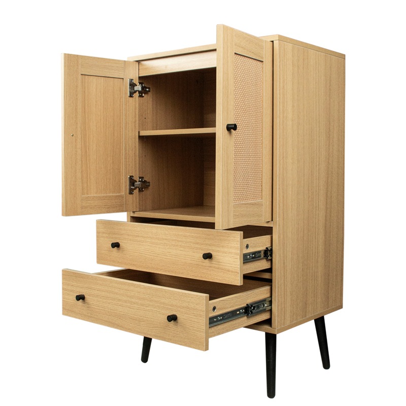Simple mesita de noche multifuncional almacenamiento pecho de cajones Marco de ratán armario dormitorio gabinete de almacenamiento retro mesita de noche