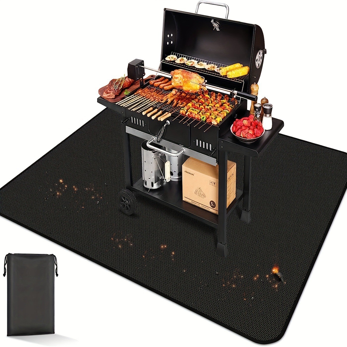 Fireproof Bbq Mat Suitable for Outdoor Grills, Fire Pits, and Fireplaces - Deck and Patio Protection Mat