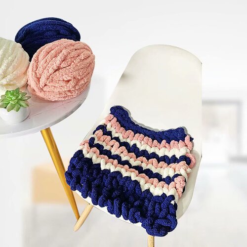 Thumb Thick Ice Stripe Yarn Ball Sausage Yarn Thick Snow Neel DIY Hand Knitting Blanket Cushion Pillow Pet Nest 