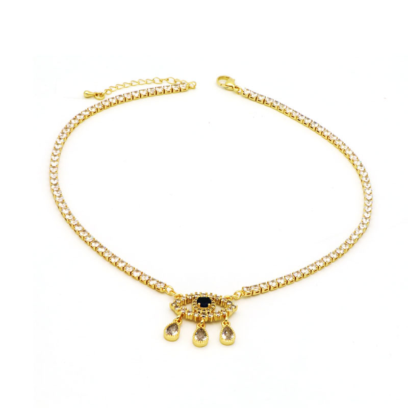 Fashion Devilu0027S Eye Copper Inlay Zircon Pendant Necklace 1 Piece