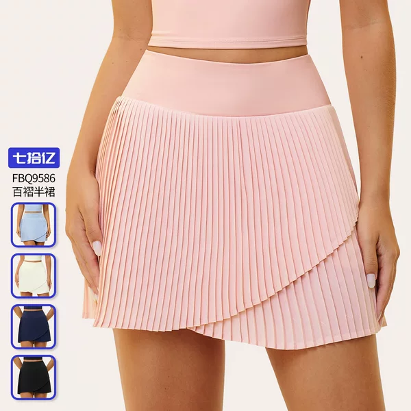Amazon Sports Anti-Exposure Pleated Short Skirt with Pockets, Double-Layered Accordion Outdoor Running Sports Tennis Skirt for Women 9586