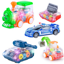 儿童电动万向透明玩具警车男孩礼物赛车仿真惯性跑车模型灯光音乐