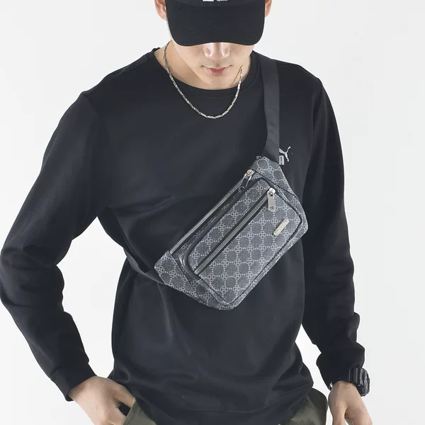 Cross-Border Commuting Men's Bag with Print, Casual Travel Men's Mobile Phone Waist Bag, Outdoor Lightweight Men's Crossbody Bag
