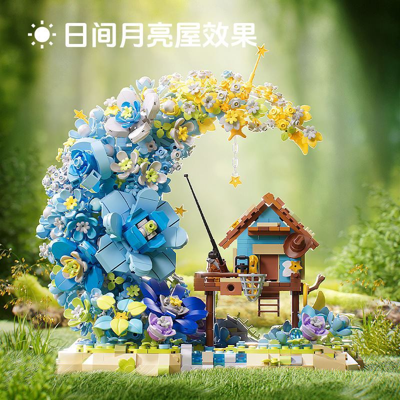 Compatible con Lego Fairy Tale Moon House Ramo de vida eterna Juguetes para niños Bloques de construcción Niñas Adornos de regalo de San Valentín